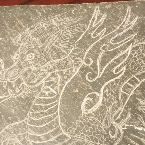 Handmade Etched Dragon Slate Plaque - Picture 2 of 9